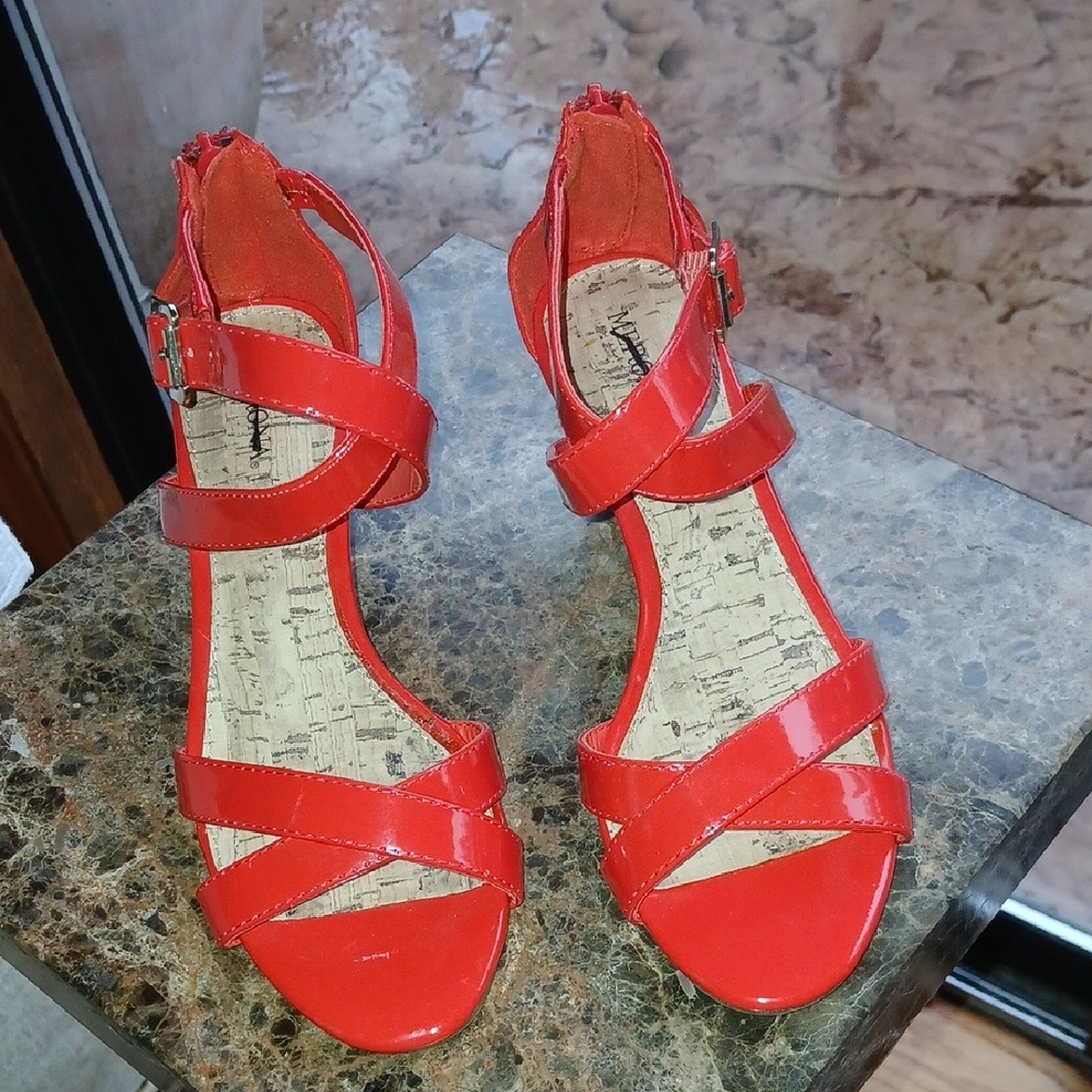 Red Strappy Sandals Size 5.5